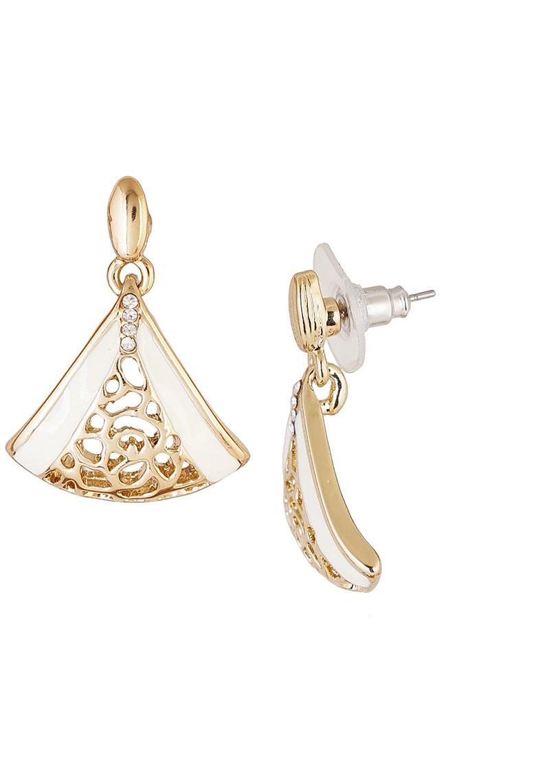 White Solid Gold Plated Earrings