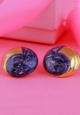 Purple Studded Gold Plated Earrings