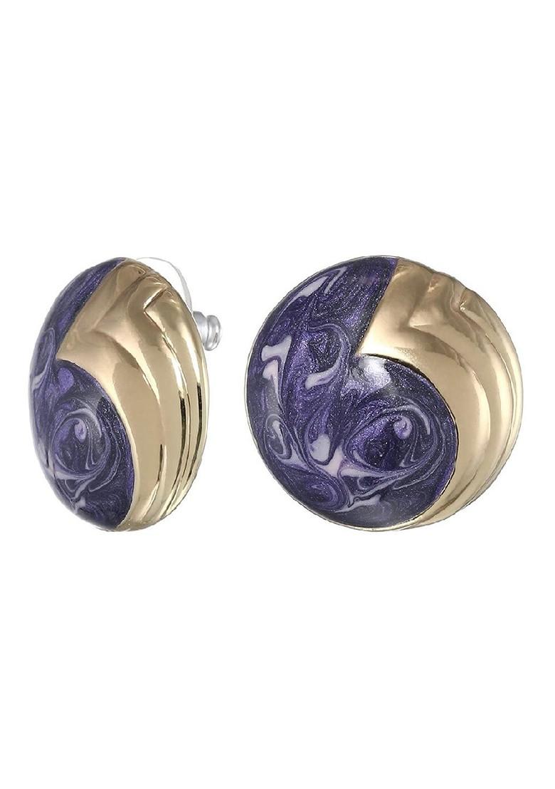 Purple Studded Gold Plated Earrings