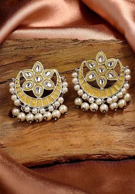 Yellow Solid Rhodium Plated Earrings