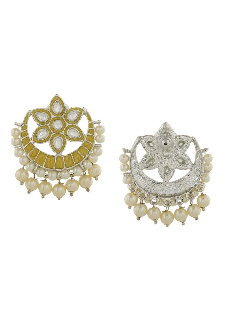 Yellow Solid Rhodium Plated Earrings