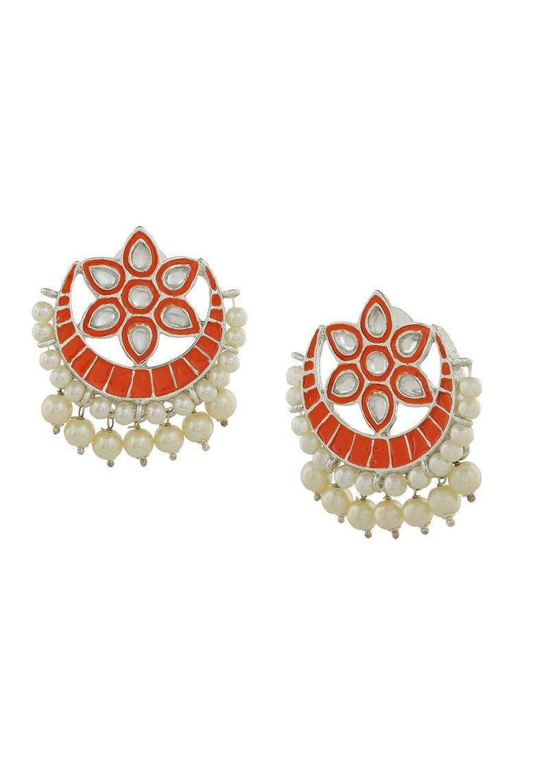 Orange Solid Rhodium Plated Earrings