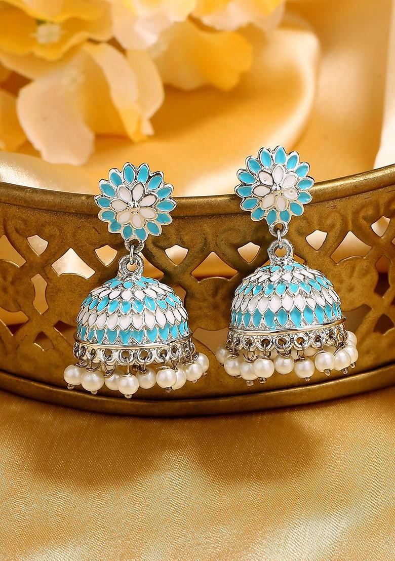 Blue Solid Rhodium Plated Earrings