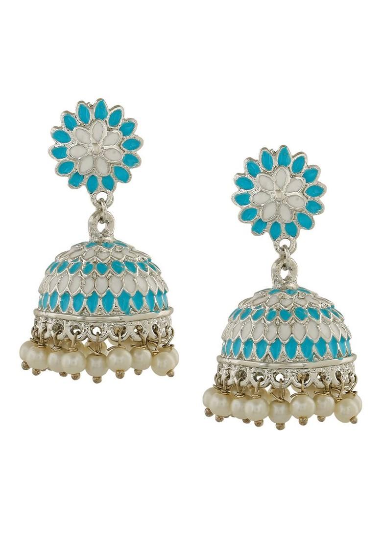 Blue Solid Rhodium Plated Earrings