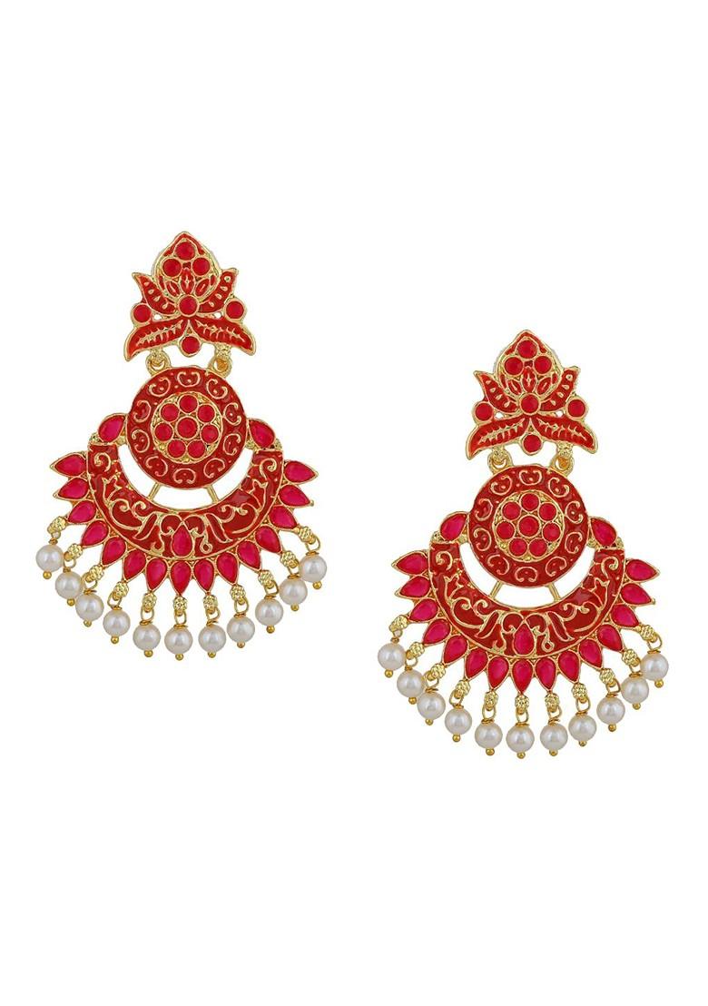 Red Leaf Gold Plated Earrings