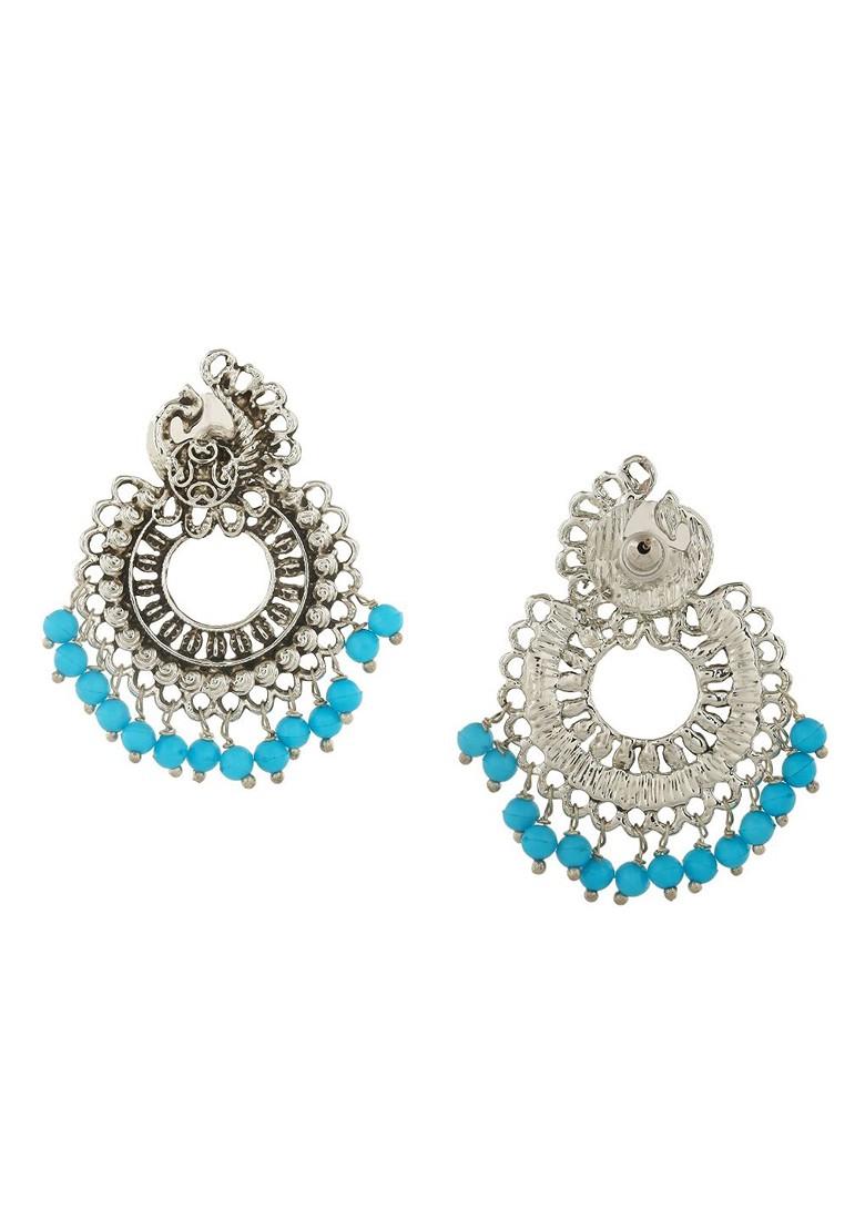 Blue Solid Rhodium Plated Earrings
