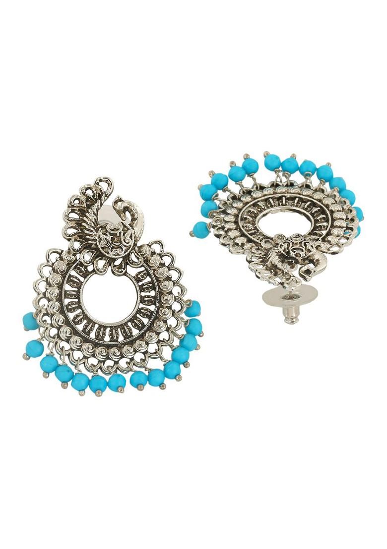 Blue Solid Rhodium Plated Earrings