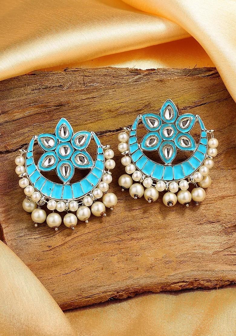 Blue Solid Rhodium Plated Earrings