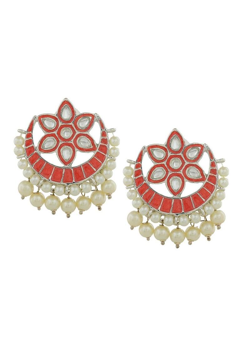 Pink Solid Rhodium Plated Earrings