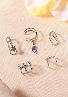 Silver Leaf Rhodium Plated Earrings