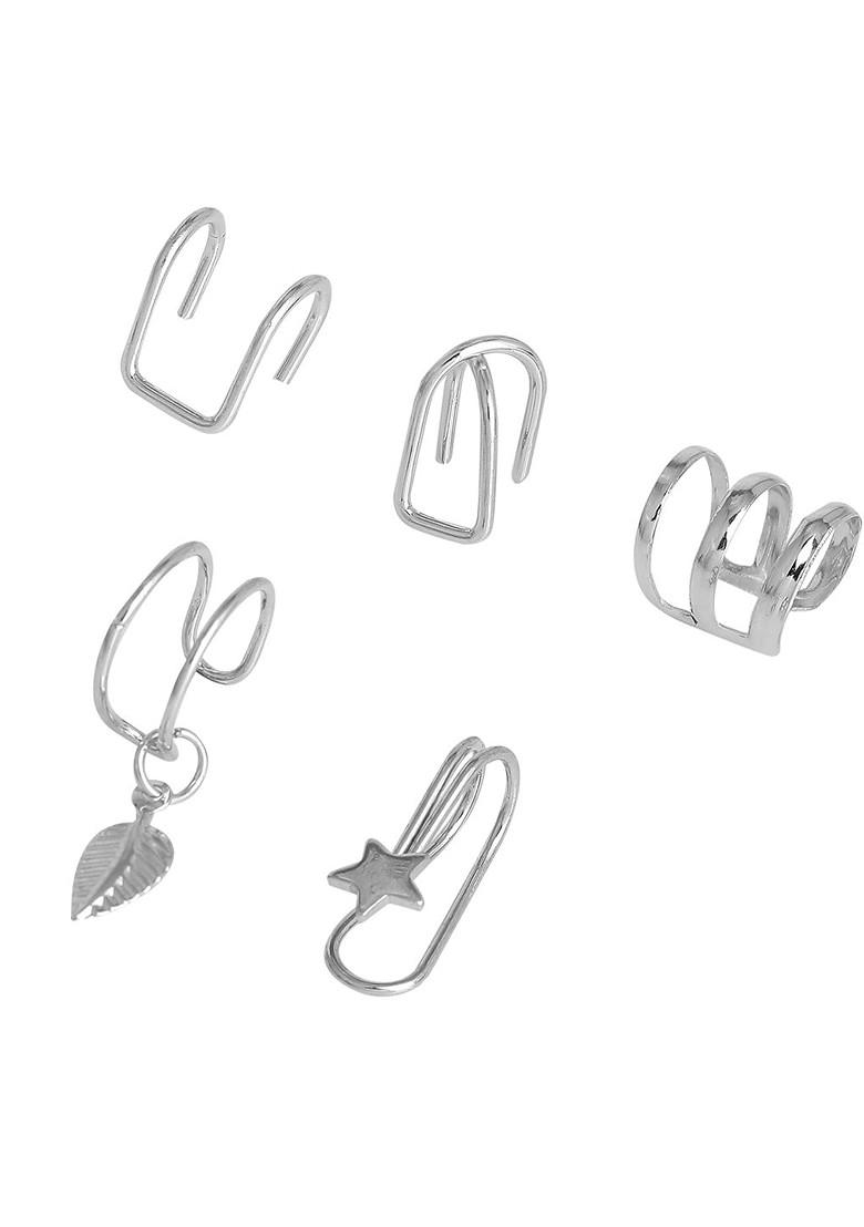 Silver Leaf Rhodium Plated Earrings