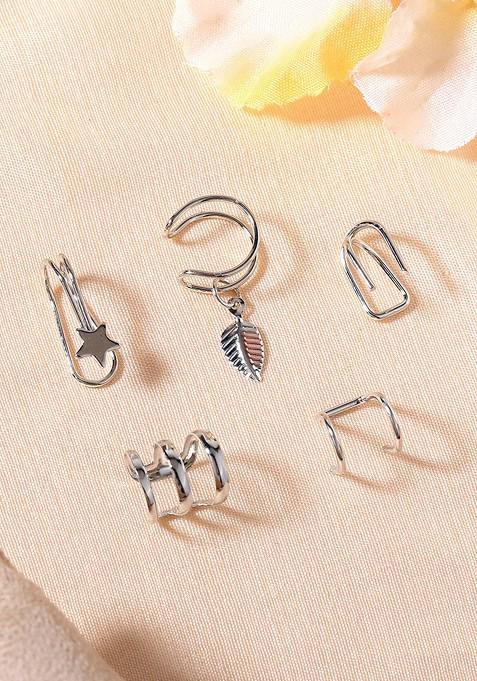 Silver Leaf Rhodium Plated Earrings