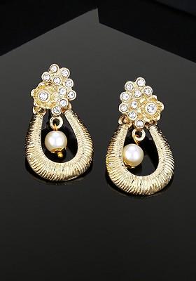 Gold Beaded Gold Plated Earrings