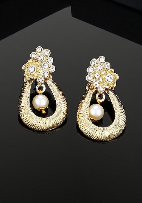 Gold Beaded Gold Plated Earrings
