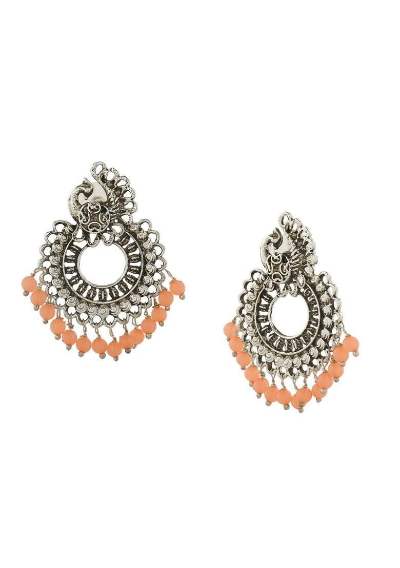 Orange Solid Rhodium Plated Earrings