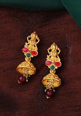 Red Solid Gold Plated Earrings