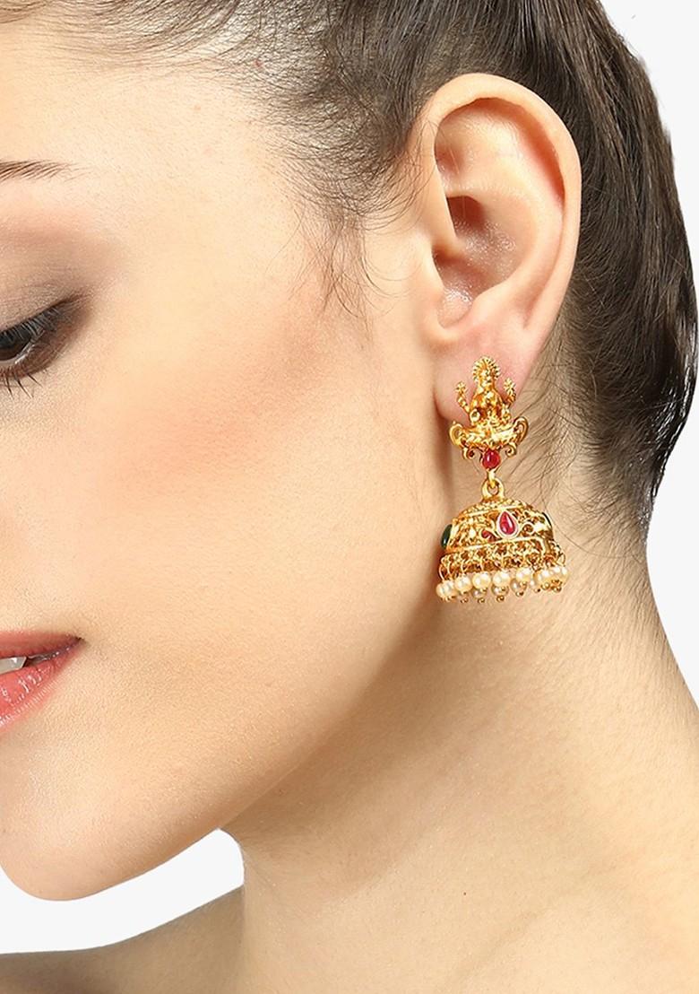 Gold Dome Shaped Gold Plated Earrings