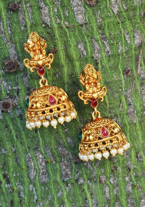 Gold Dome Shaped Gold Plated Earrings