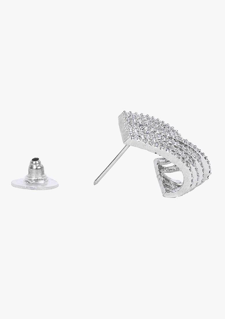Silver Plain Silver Toned Earrings