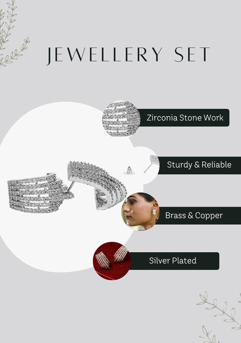 Silver Plain Silver Toned Earrings