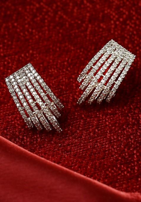 Silver Plain Silver Toned Earrings