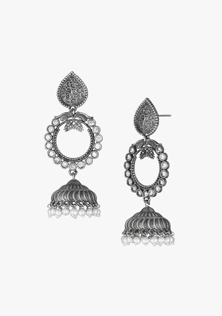 Silver Beaded Silver Plated  Earrings