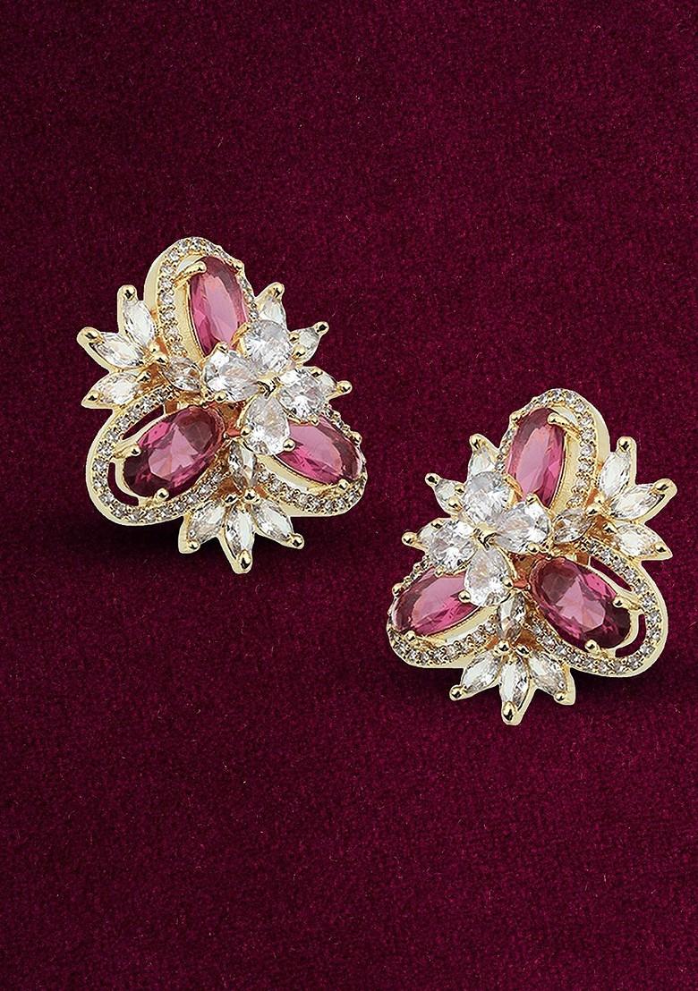 Gold Zirconia Studded Gold Plated Earrings