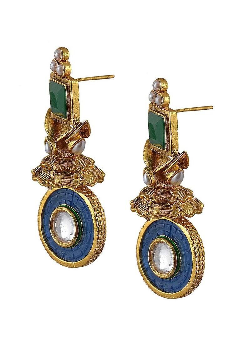 Gold Stone Studded  Gold Plated Earrings