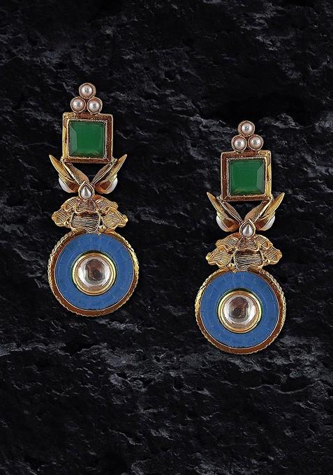 Gold Stone Studded  Gold Plated Earrings