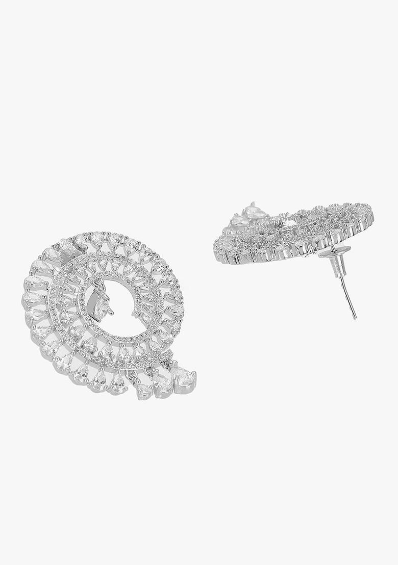 Silver Plain Rhodium Plated Earrings