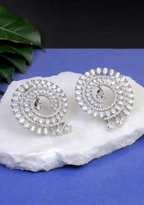 Silver Plain Rhodium Plated Earrings