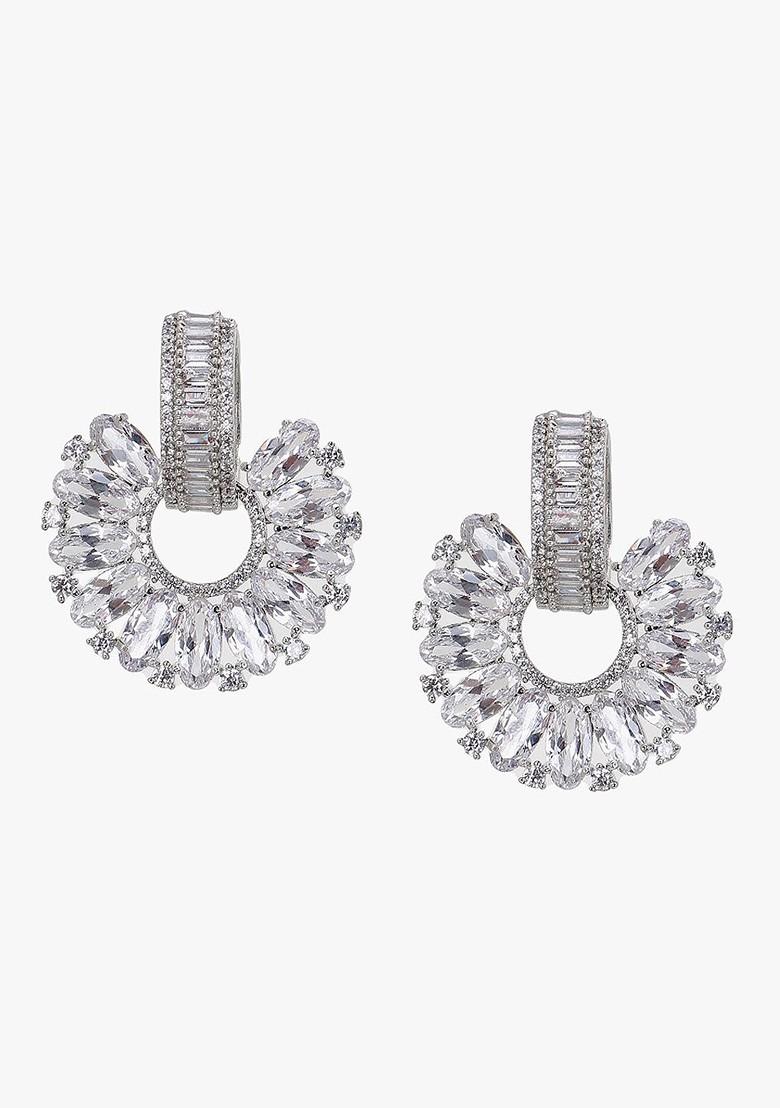 Silver Plain Rhodium Plated Earrings