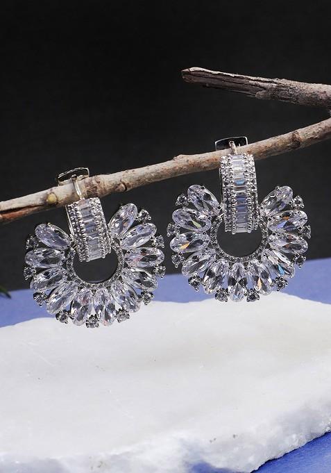 Silver Plain Rhodium Plated Earrings
