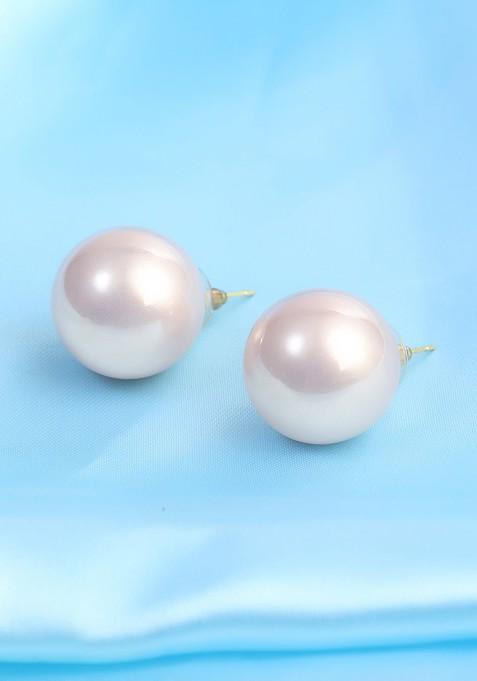 Pink Plain Gold Plated Earrings