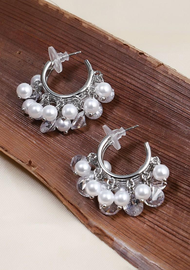 Silver Beaded Silver Plated  Earrings