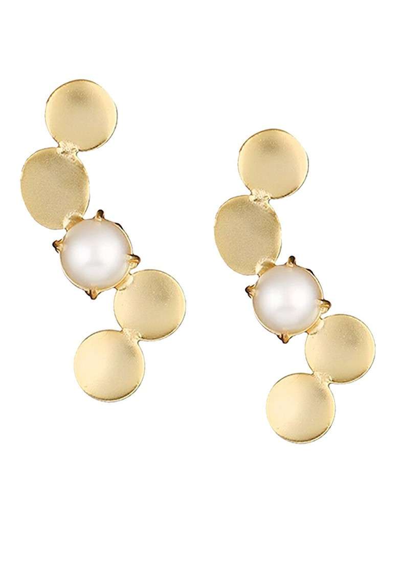 Gold Plain Gold Plated Earrings - Indya