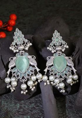 Silver Plain Silver Toned Earrings
