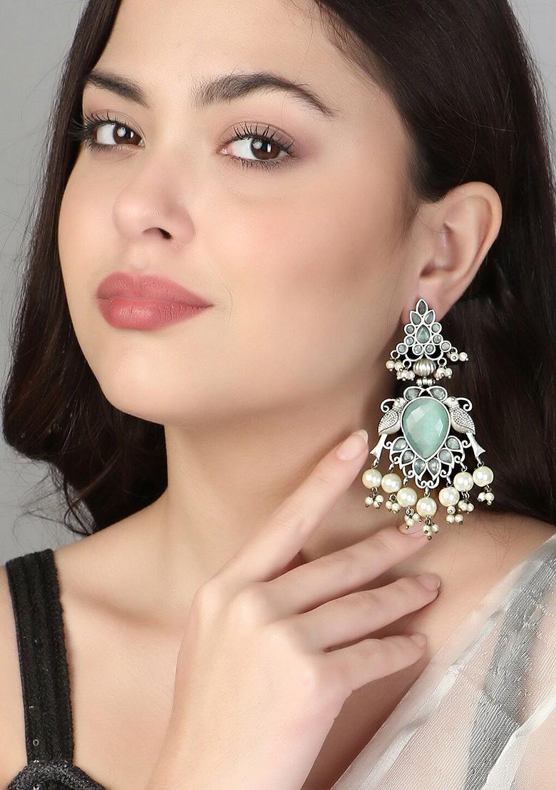 Silver Plain Silver Toned Earrings