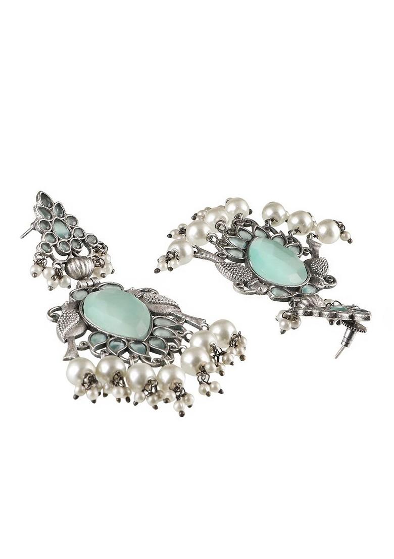 Silver Plain Silver Toned Earrings