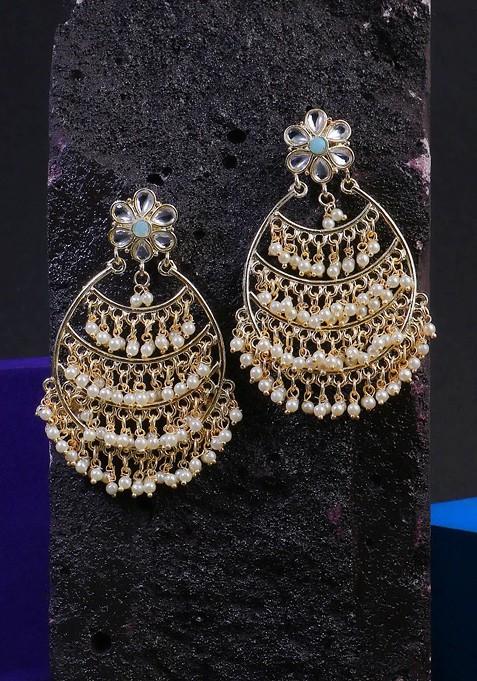 White Plain Gold Plated Earrings
