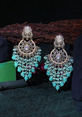 Turquoise Blue Plain Gold Plated Earrings