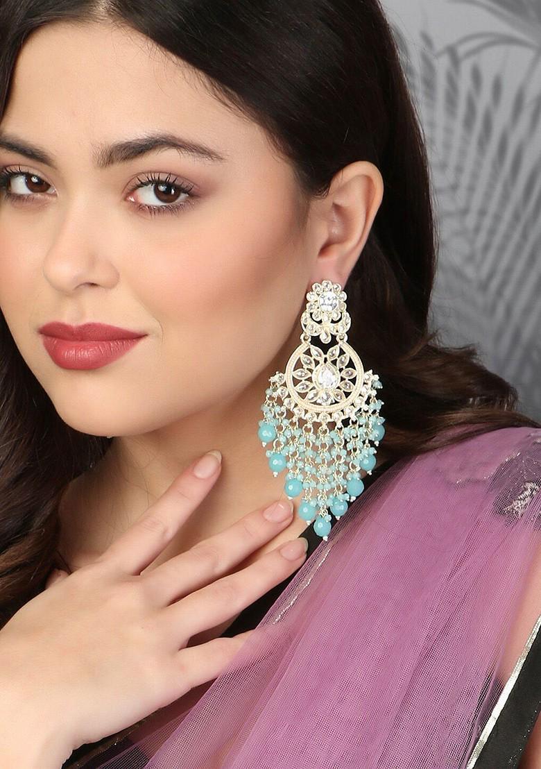 Turquoise Blue Plain Gold Plated Earrings