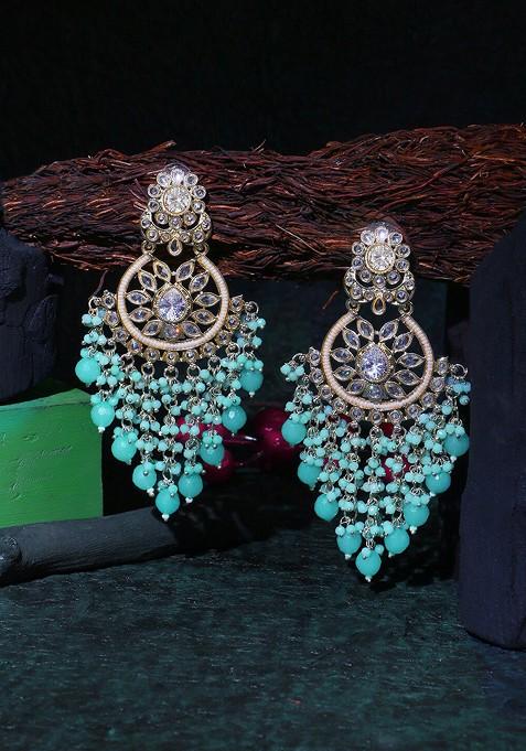 Turquoise Blue Plain Gold Plated Earrings