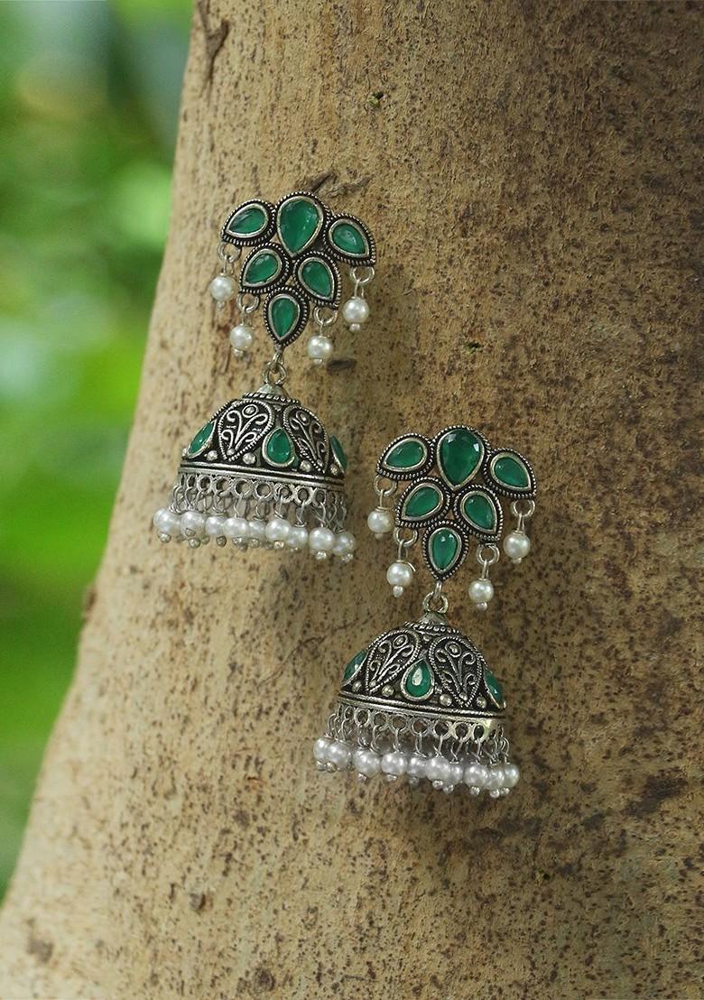 Silver Dome Shaped Silver Plated  Earrings