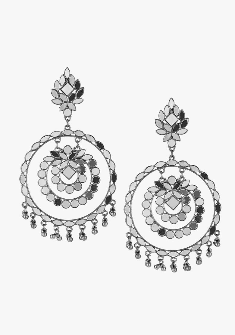 Silver Plain Silver Toned Earrings