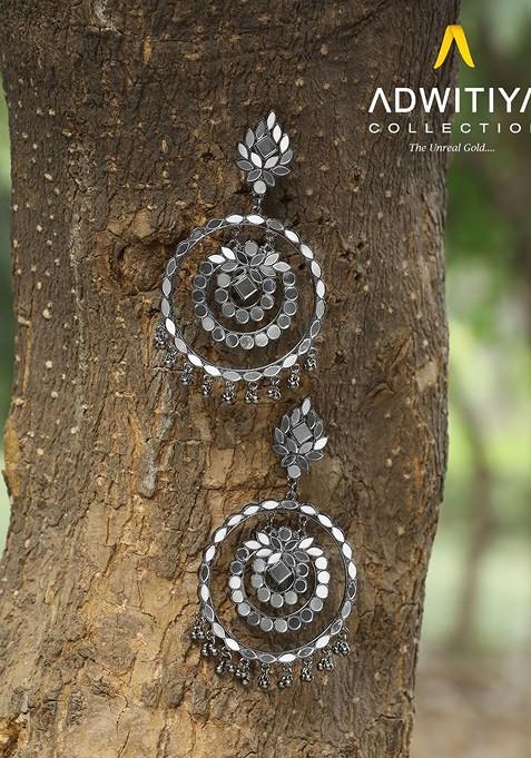 Silver Plain Silver Toned Earrings