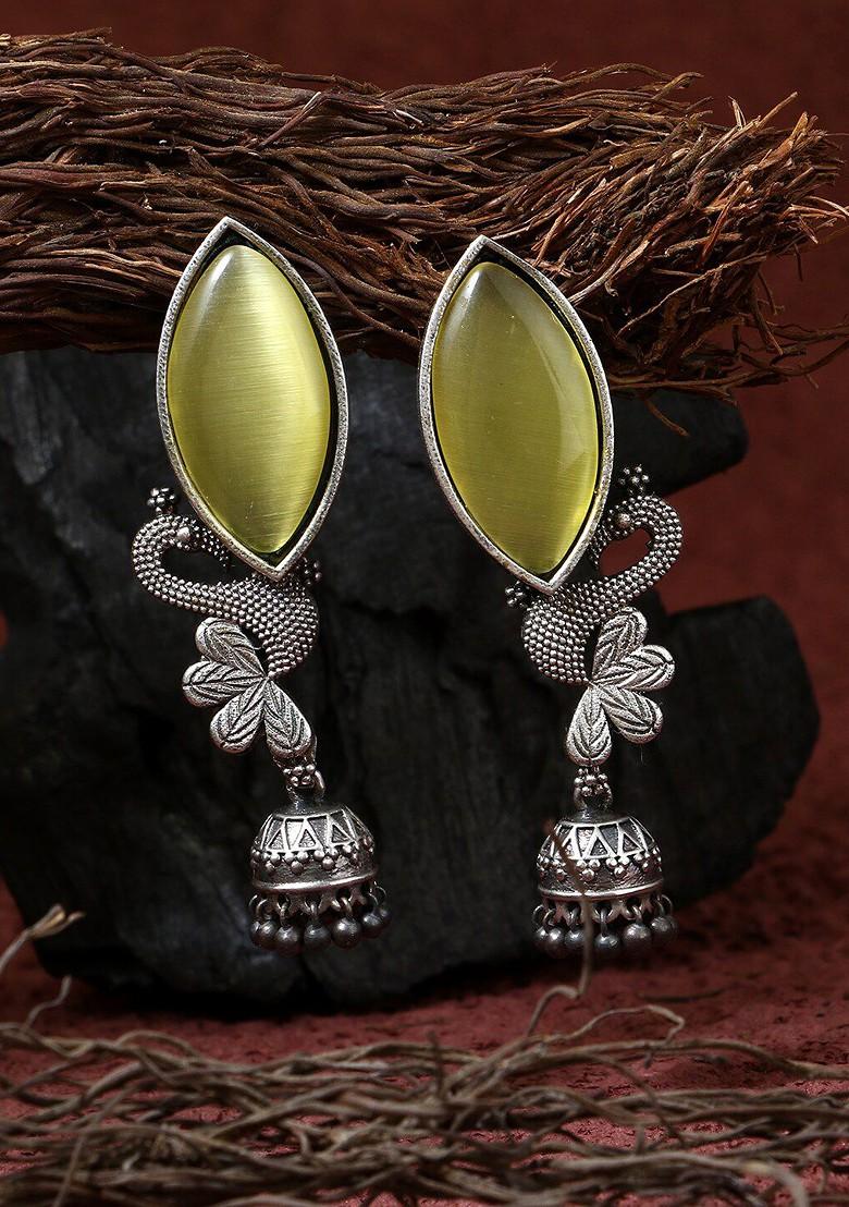 Silver Plain Silver Toned Earrings