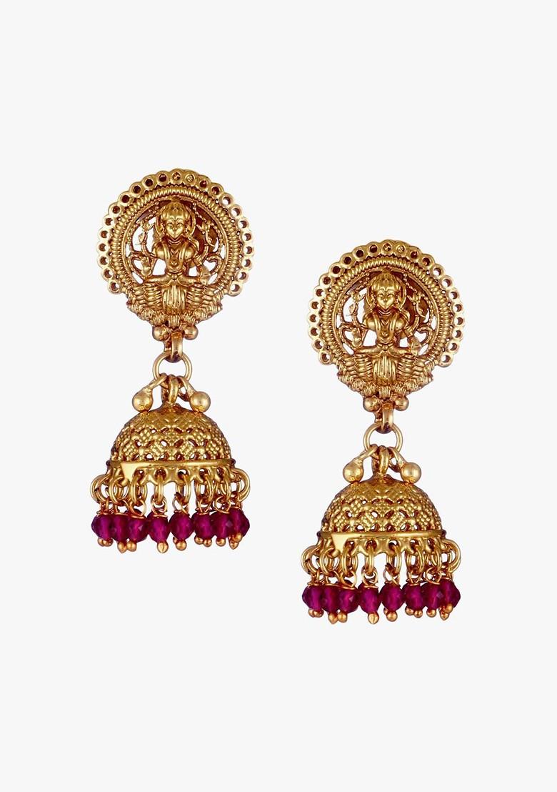 Gold Dome Shaped  Gold Toned Earrings