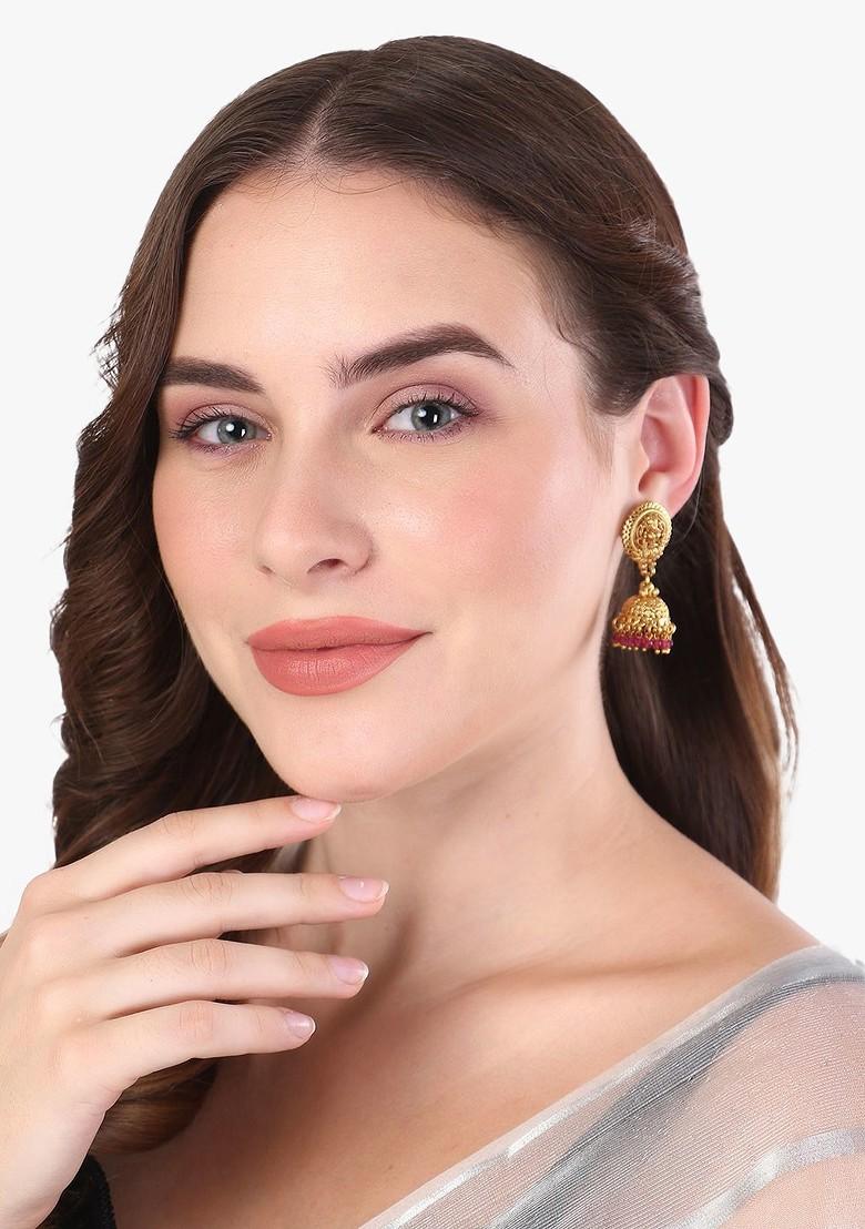 Gold Dome Shaped  Gold Toned Earrings
