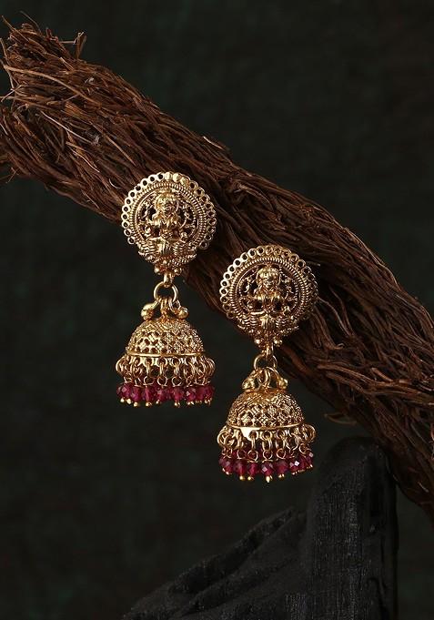 Gold Dome Shaped  Gold Toned Earrings